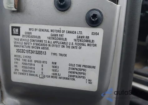 2004 Chevrolet Silverado 1500 Ls из США, поврежденный, VIN 2GCEC19T241320513